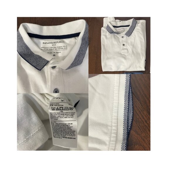 4 Medium Men's Polo Banana Republic Shirts In Off-White, Blue, White and Pattern - Picture 9 of 13